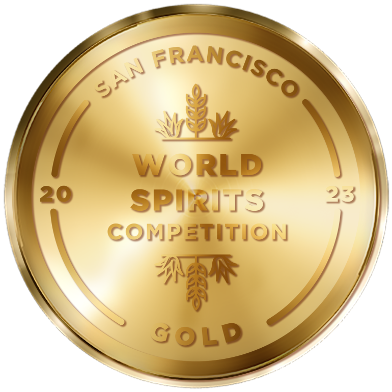 medal showing 2023 Gold from the San Francisco world spirits competition